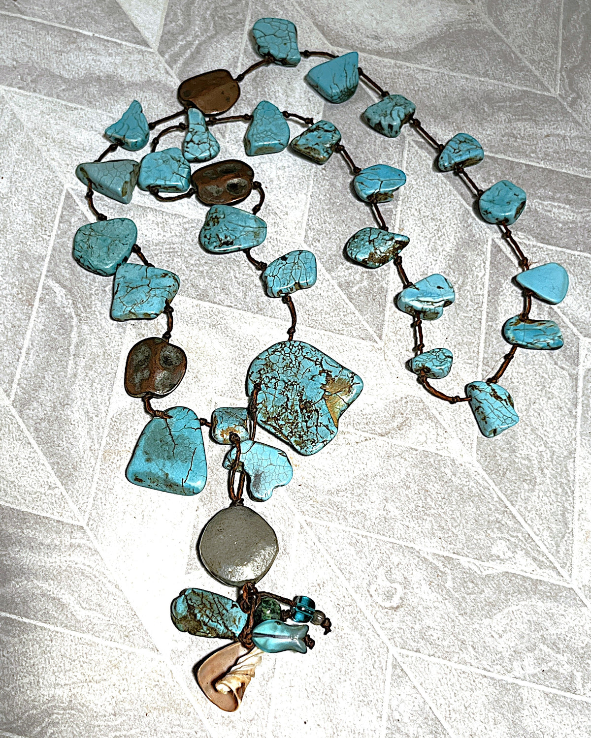 Jewellery: Southwestern Matrix Turquoise & Heavy Artisan Trade Disc Opera Necklace