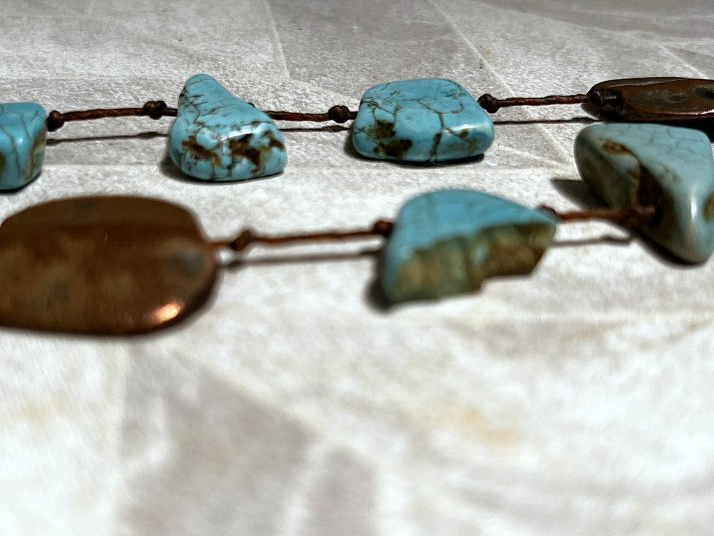 Jewellery: Southwestern Matrix Turquoise & Heavy Artisan Trade Disc Opera Necklace