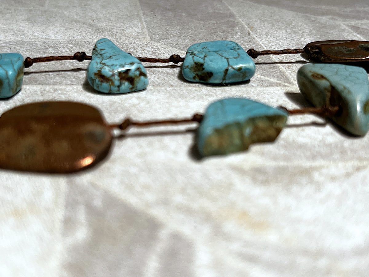 Jewellery: Southwestern Matrix Turquoise & Heavy Artisan Trade Disc Opera Necklace