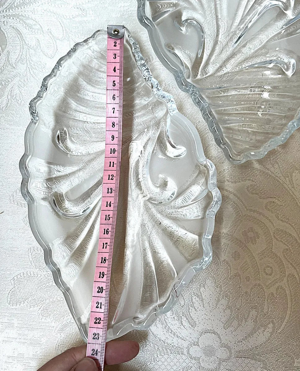Crystal & Glass: Crystallite Bohemia Crystal Conch Shell Snack Plates, Pair