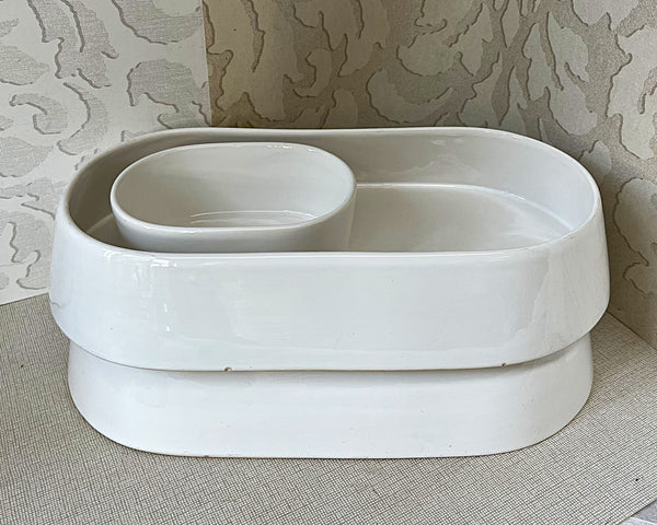 Pet Collectibles: Benji + Moon Ceramic Dual Insect-Moat Feeding Suite