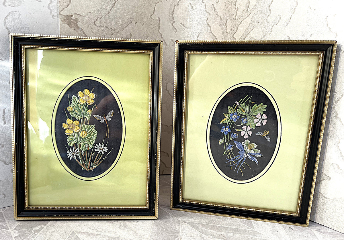 Textile Art: J. & J. Cash Woven Silk Wildflower Artwork, 2