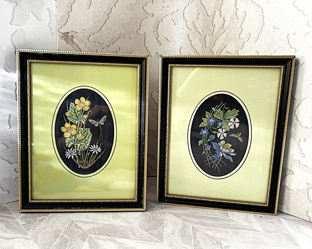Textile Art: J. & J. Cash Woven Silk Wildflower Artwork, 2