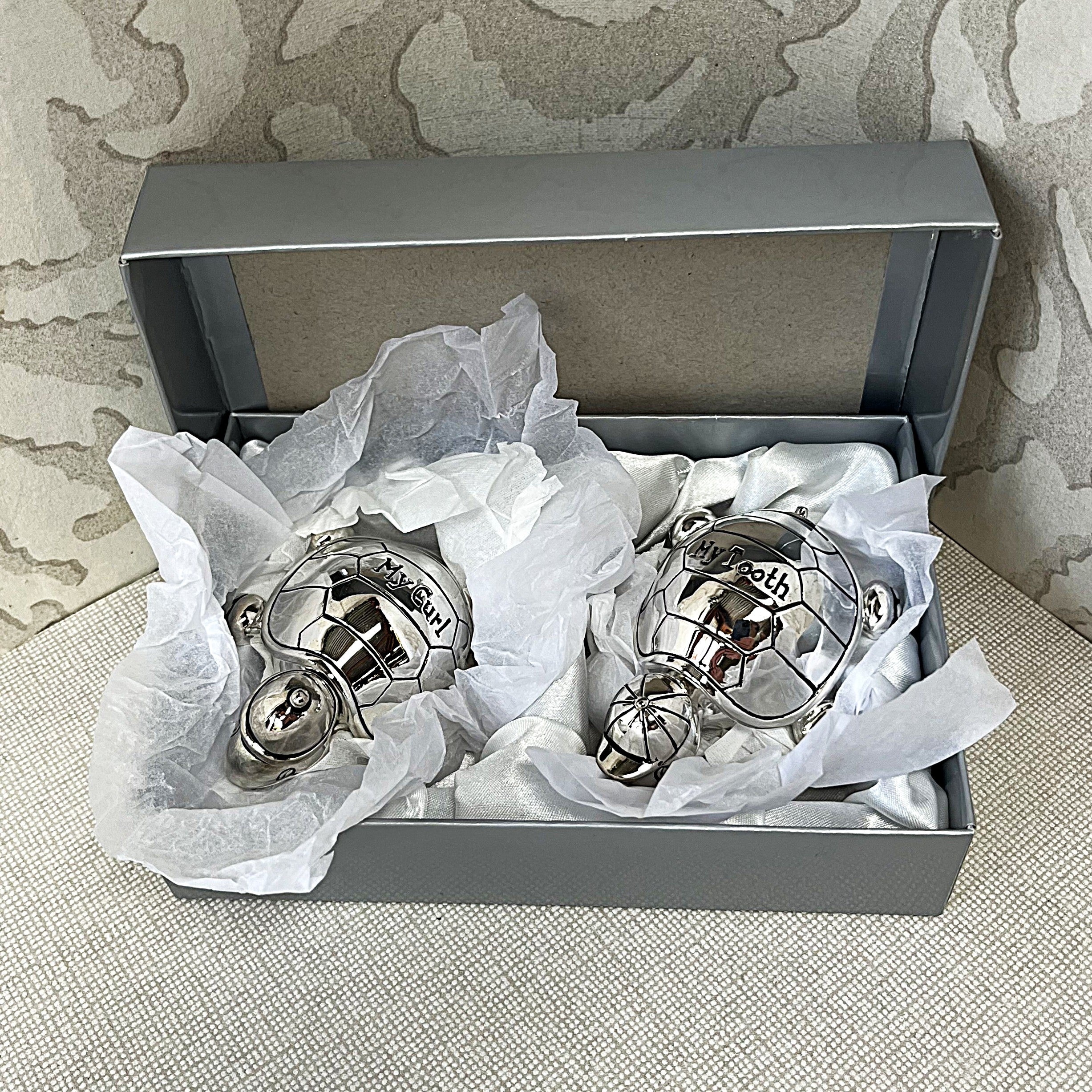 Giftware: Silver-Plated Turtle Keepsake Box Set