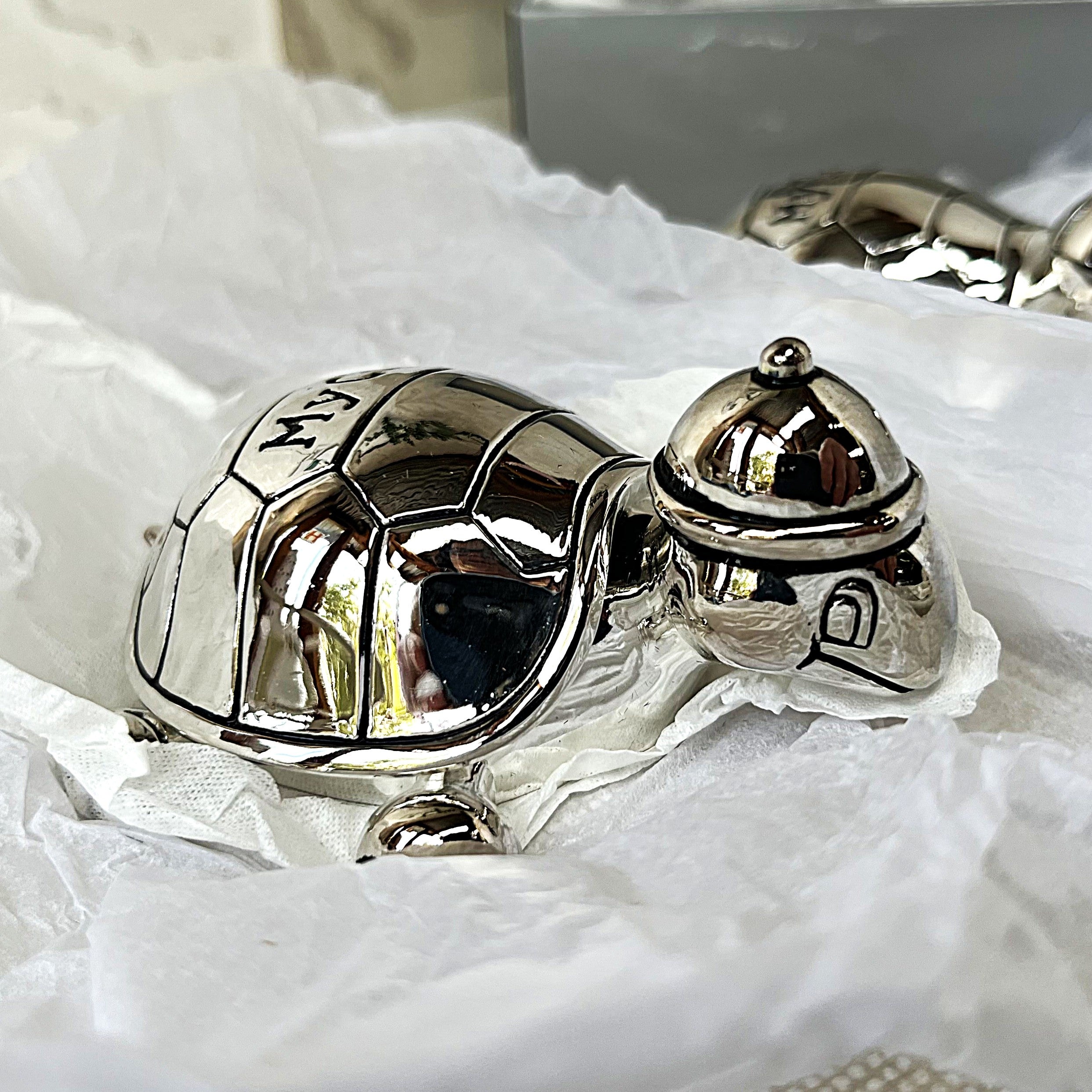 Giftware: Silver-Plated Turtle Keepsake Box Set