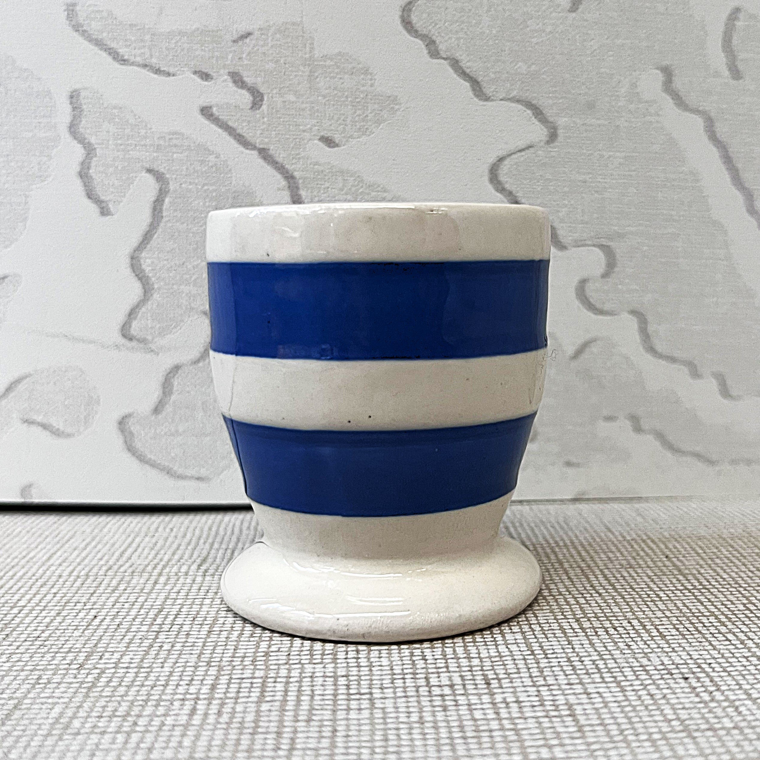 Breakfast Table: Chef Ware Blue Striped Pedestal Egg Cup