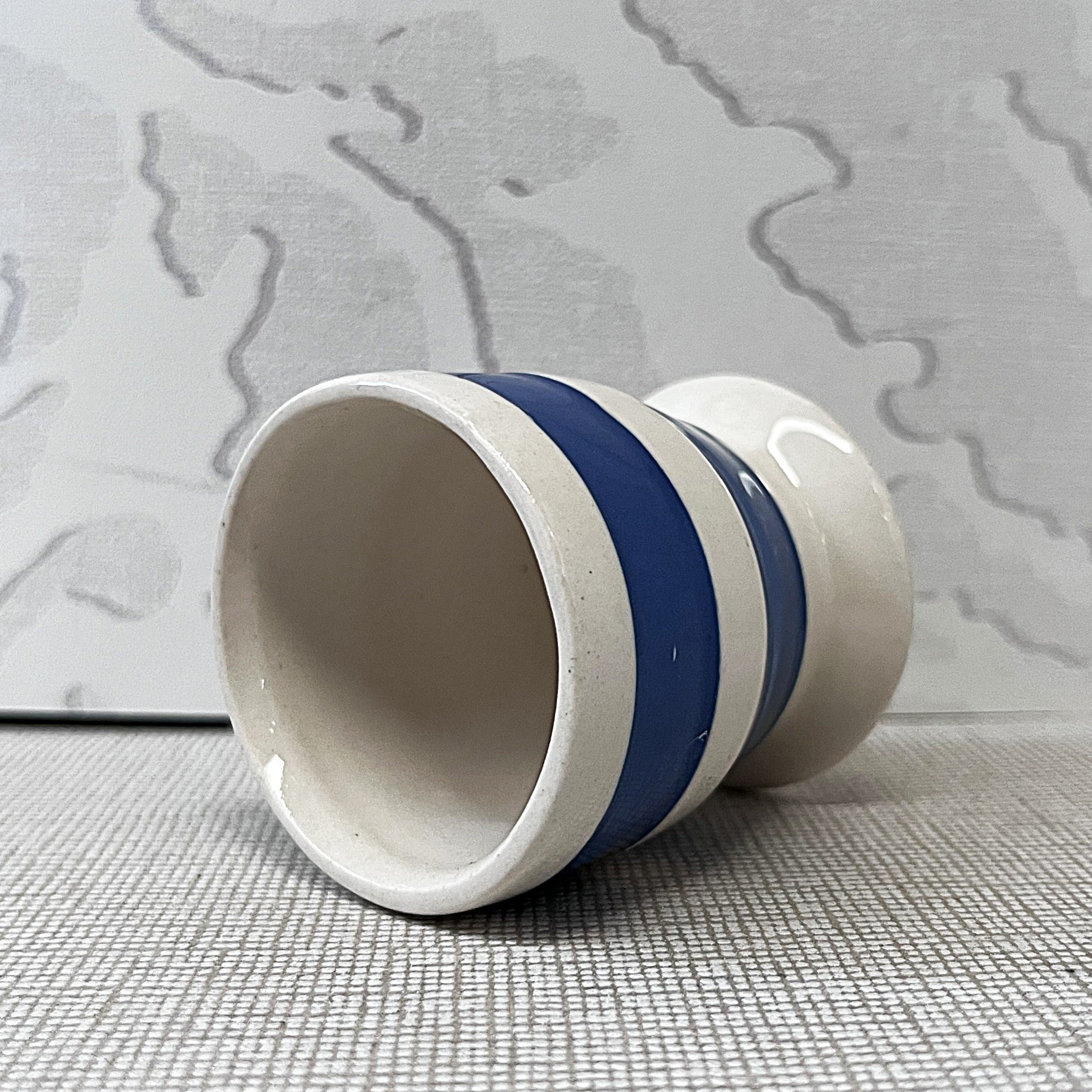 Breakfast Table: Chef Ware Blue Striped Pedestal Egg Cup