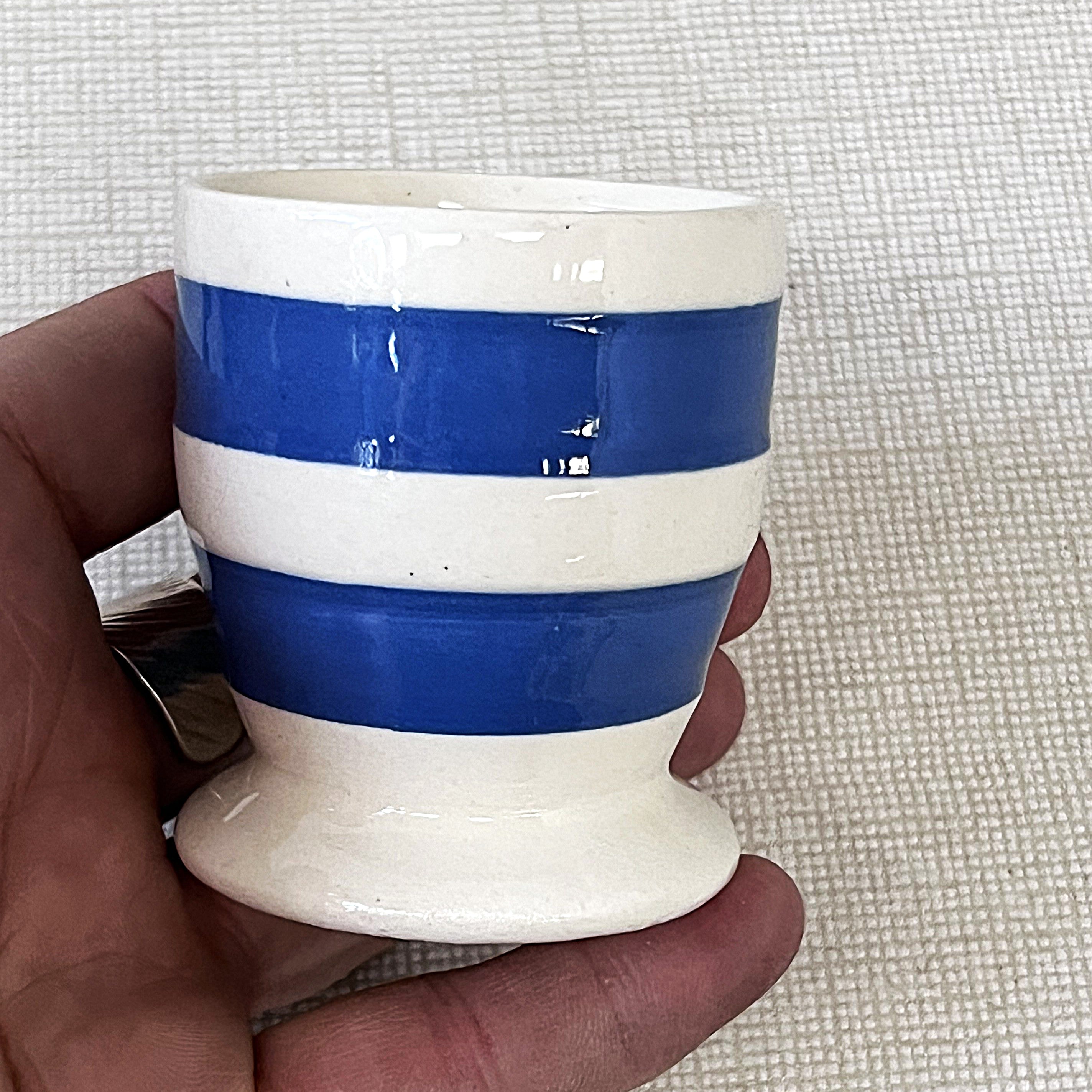 Breakfast Table: Chef Ware Blue Striped Pedestal Egg Cup