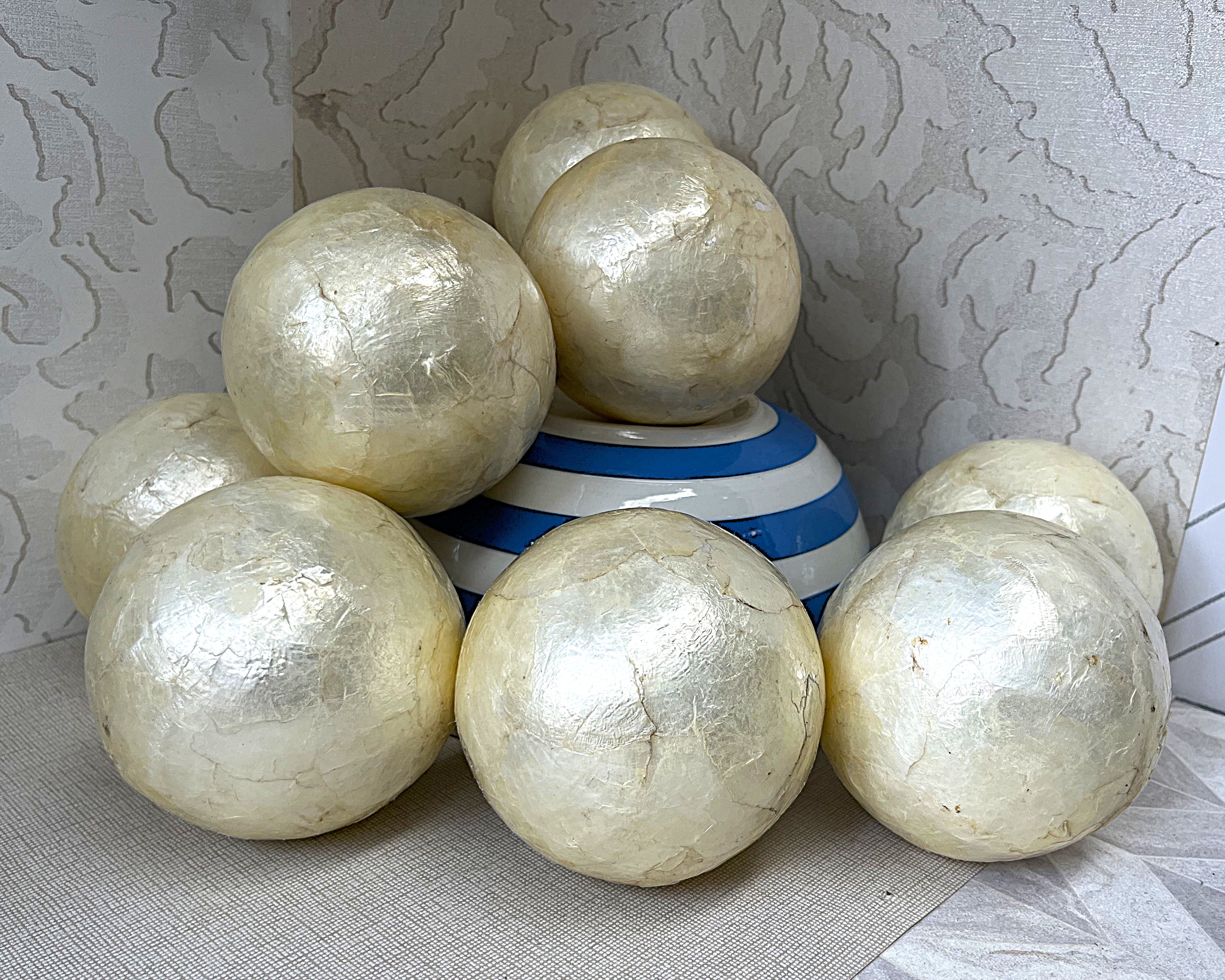 Decorative Spheres: Hollywood Regency Capiz Shell Orbs, 8