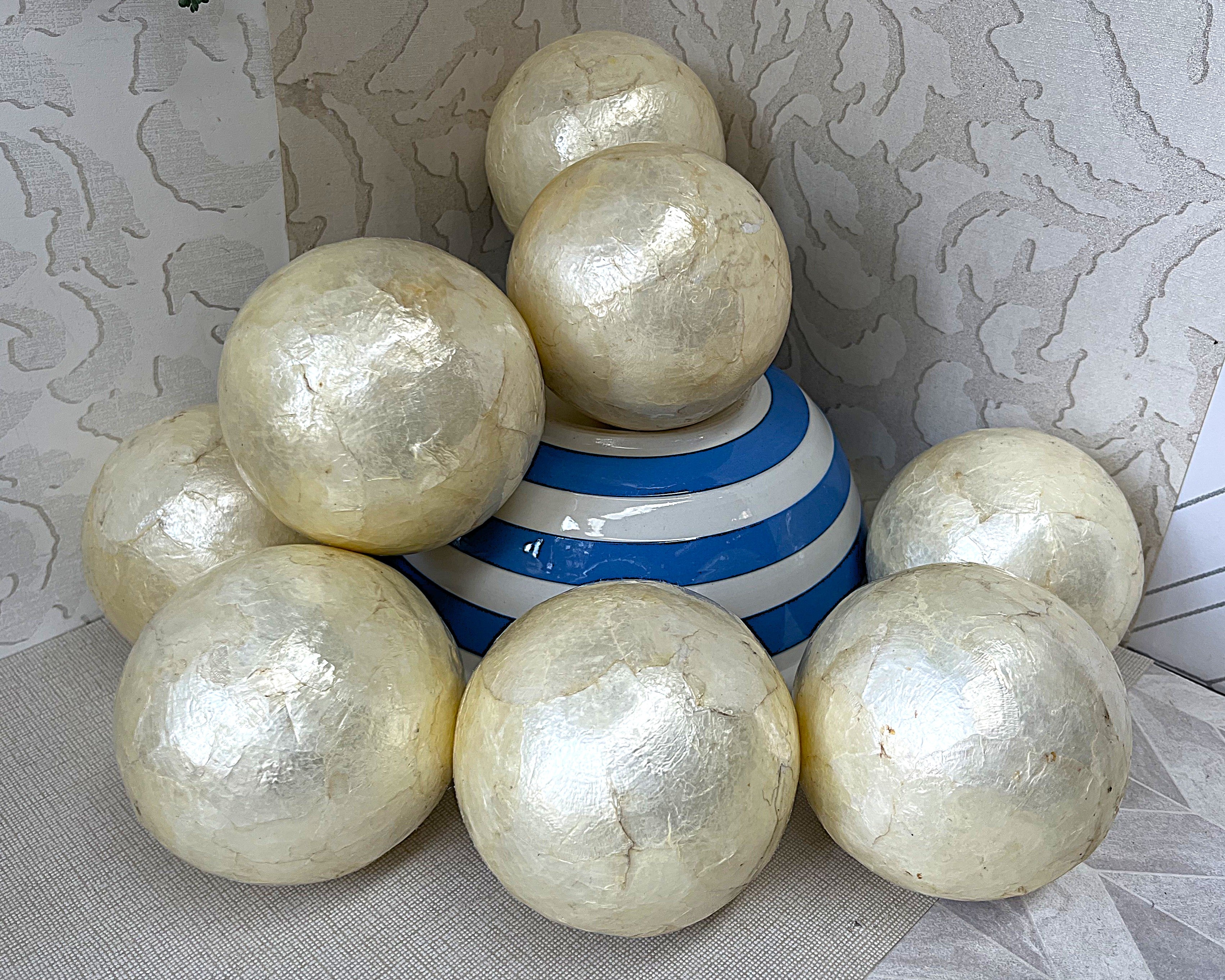 Decorative Spheres: Hollywood Regency Capiz Shell Orbs, 8
