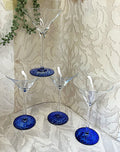 Stemware: Luminarc France Cobalt Blue Swirl Base Martini Glasses, 4