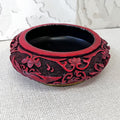 Asian Art: Chinese Cinnabar Lacquer Enamel & Brass Foliate Bowl