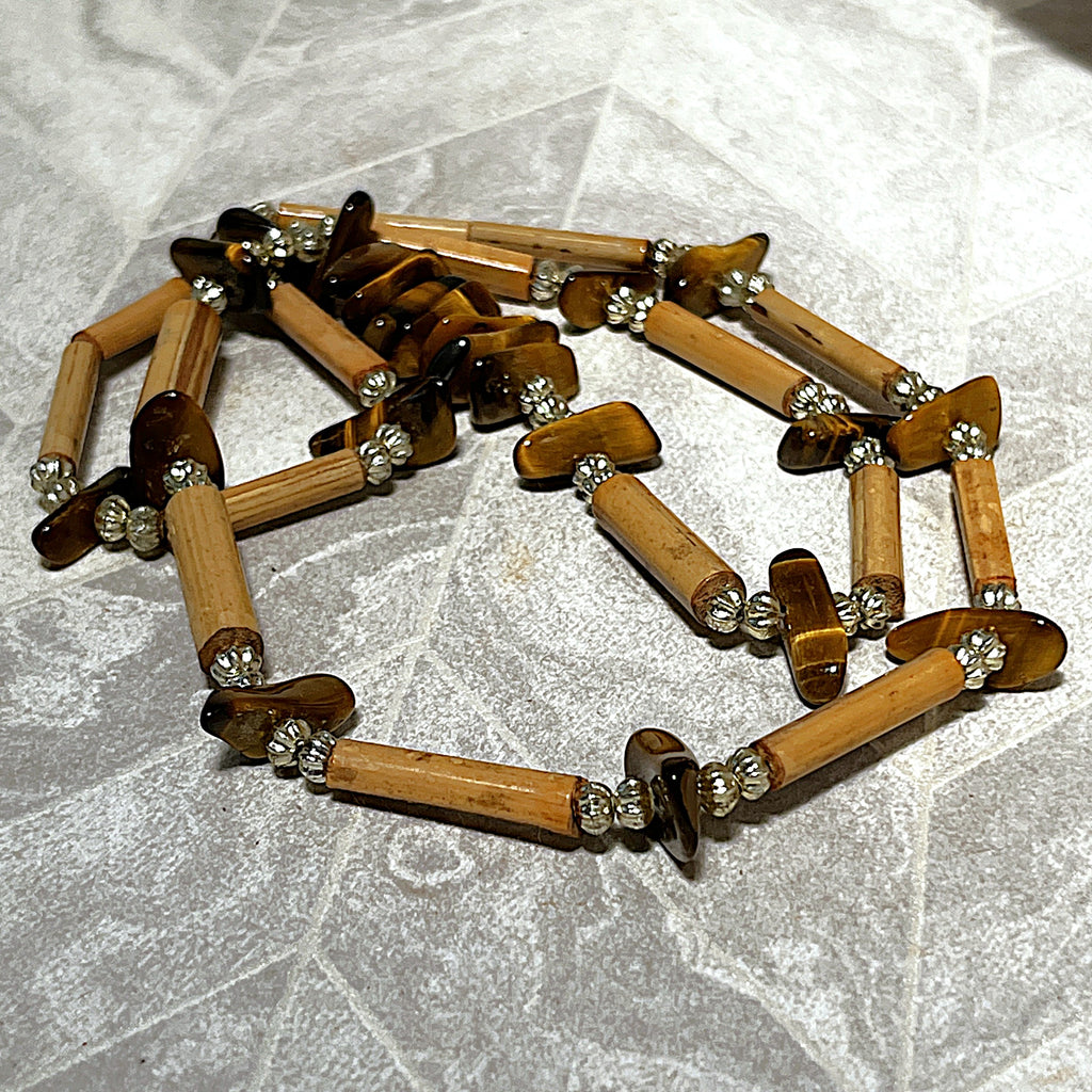 Jewellery: New Mexico Tiger's Eye & Natural Bamboo Statement Strand