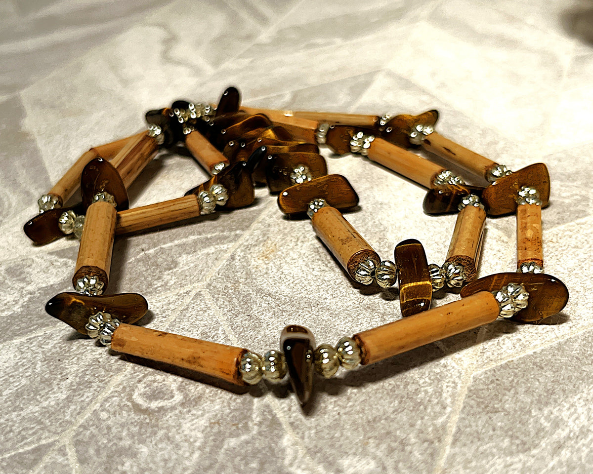 Jewellery: New Mexico Tiger's Eye & Natural Bamboo Statement Strand
