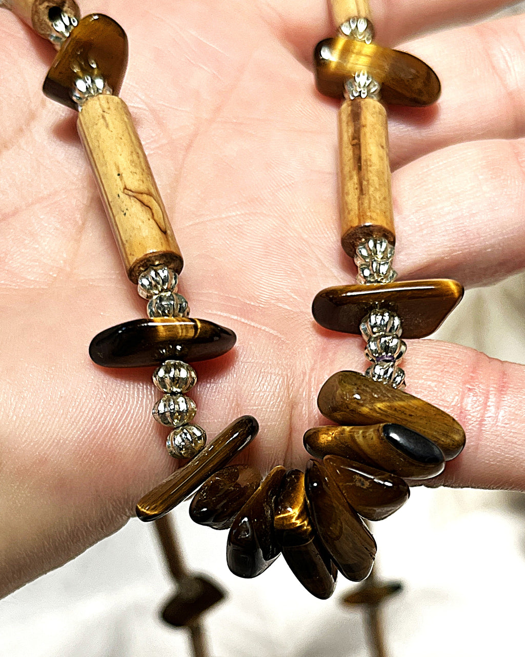 Jewellery: New Mexico Tiger's Eye & Natural Bamboo Statement Strand