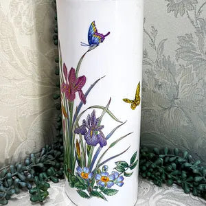 Vases: Murray Feiss Fine Porcelain Botanical Cylinder Vase
