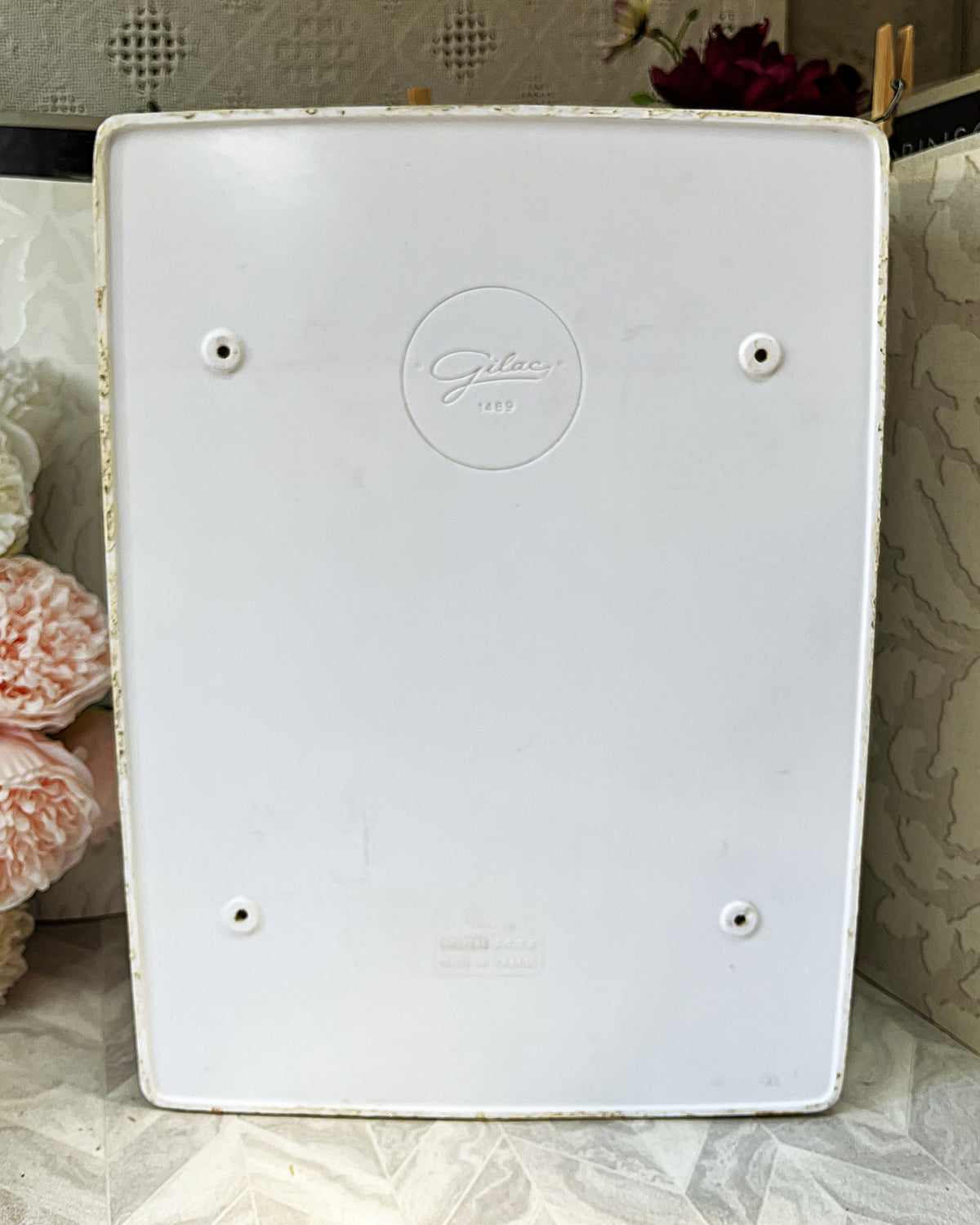 Wall-Mounted Storage: Rare 1970s Gilac France Floral Melamine Medicine Cabinet