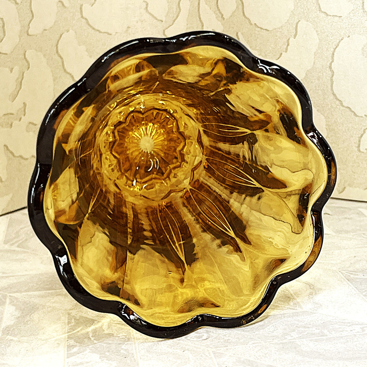 Vases: Anchor Hocking Fairfield Honey Gold Fluted Pedestal Vase