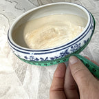 Planter: Chinese Hand-Painted Blue & White Porcelain Carp & Lotus Motif Bulb Planter Bowl