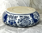 Planter: Chinese Hand-Painted Blue & White Porcelain Carp & Lotus Motif Bulb Planter Bowl