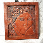 Three-Dimensional Wall Art: ANORICA "Simone" Terracotta Floral Maiden Wall Relief Plaque