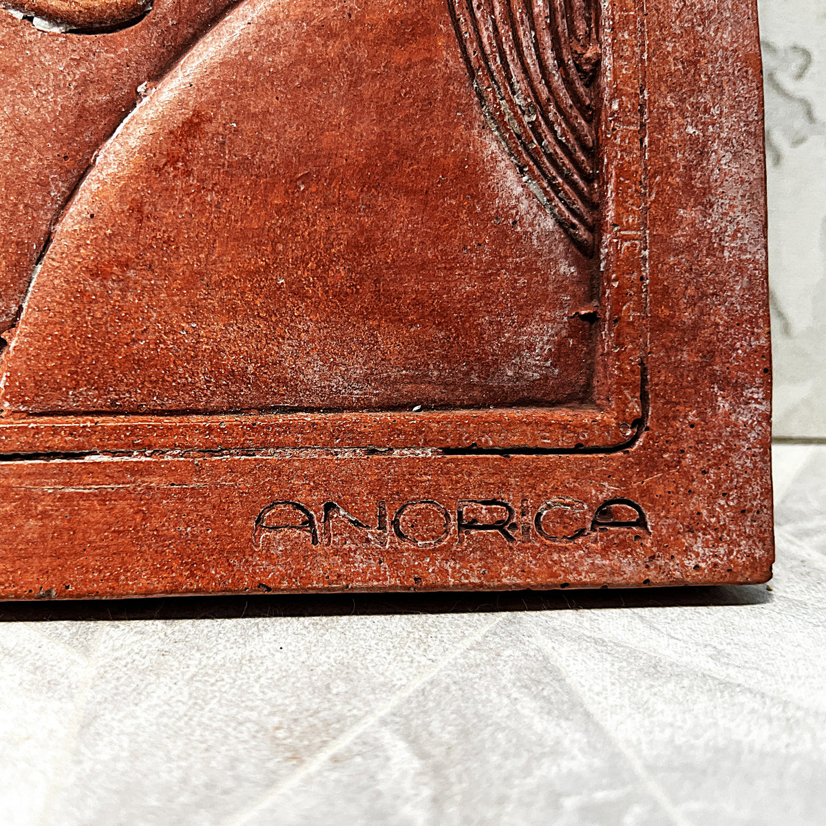 Three-Dimensional Wall Art: ANORICA "Simone" Terracotta Floral Maiden Wall Relief Plaque