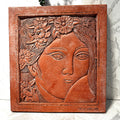 Three-Dimensional Wall Art: ANORICA "Simone" Terracotta Floral Maiden Wall Relief Plaque