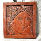 Three-Dimensional Wall Art: ANORICA "Simone" Terracotta Floral Maiden Wall Relief Plaque