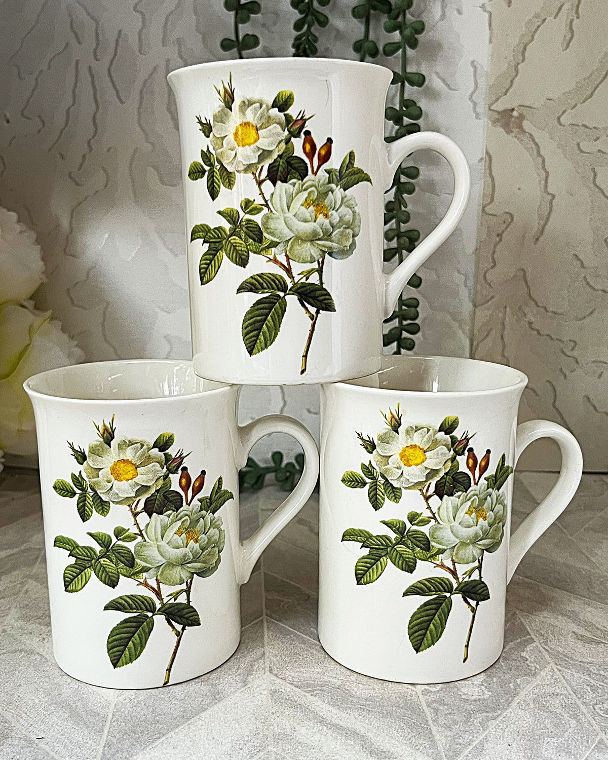 Coffee Mugs: Ashdene Pierre-Joseph Redouté French Botanical Porcelain Mugs