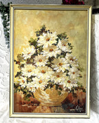 Oil Paintings: Glae Impasto Oil Painting Floral Still Life, 1970's