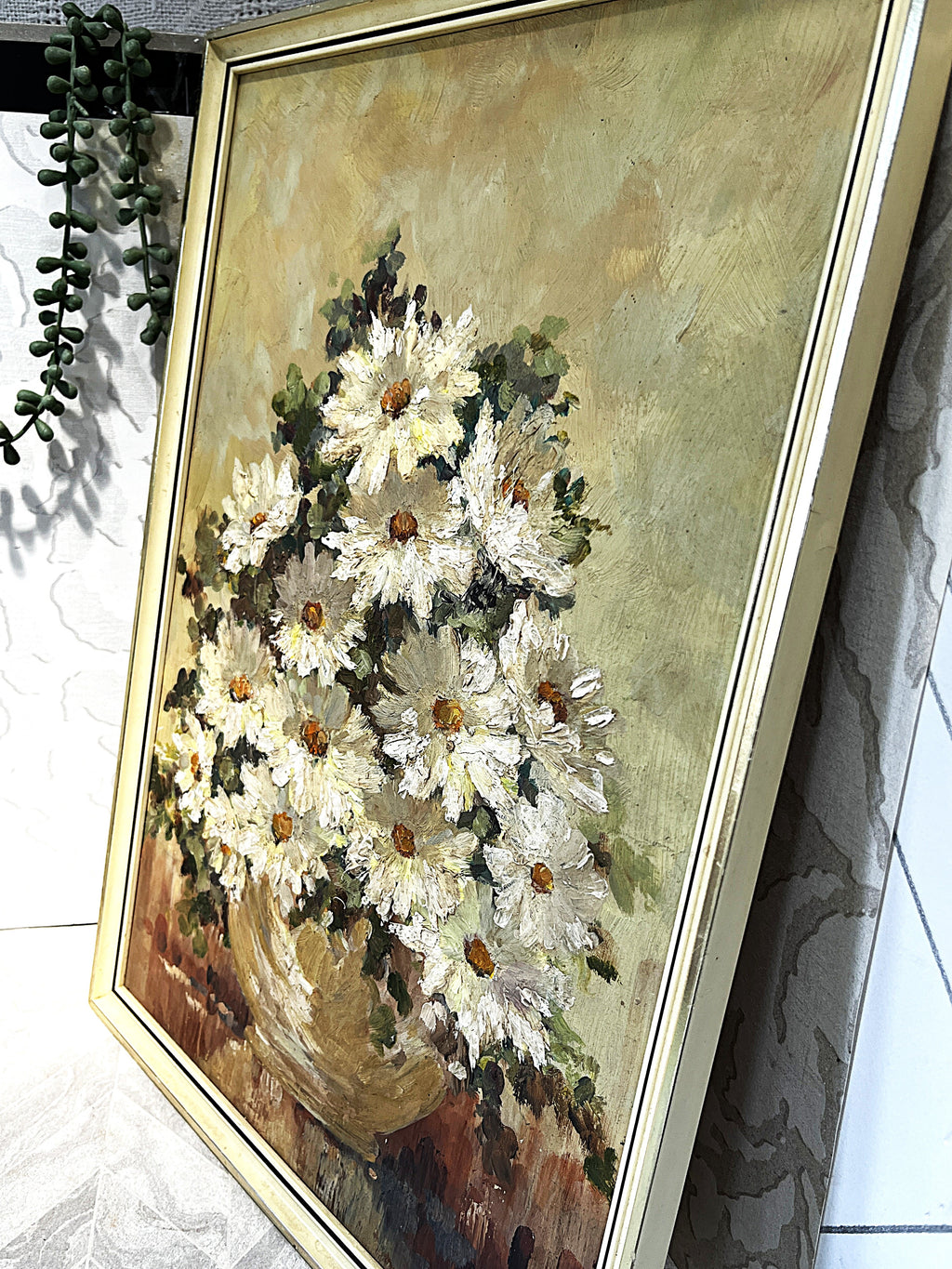 Oil Paintings: Glae Impasto Oil Painting Floral Still Life, 1970's