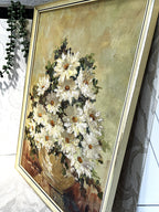 Oil Paintings: Glae Impasto Oil Painting Floral Still Life, 1970's