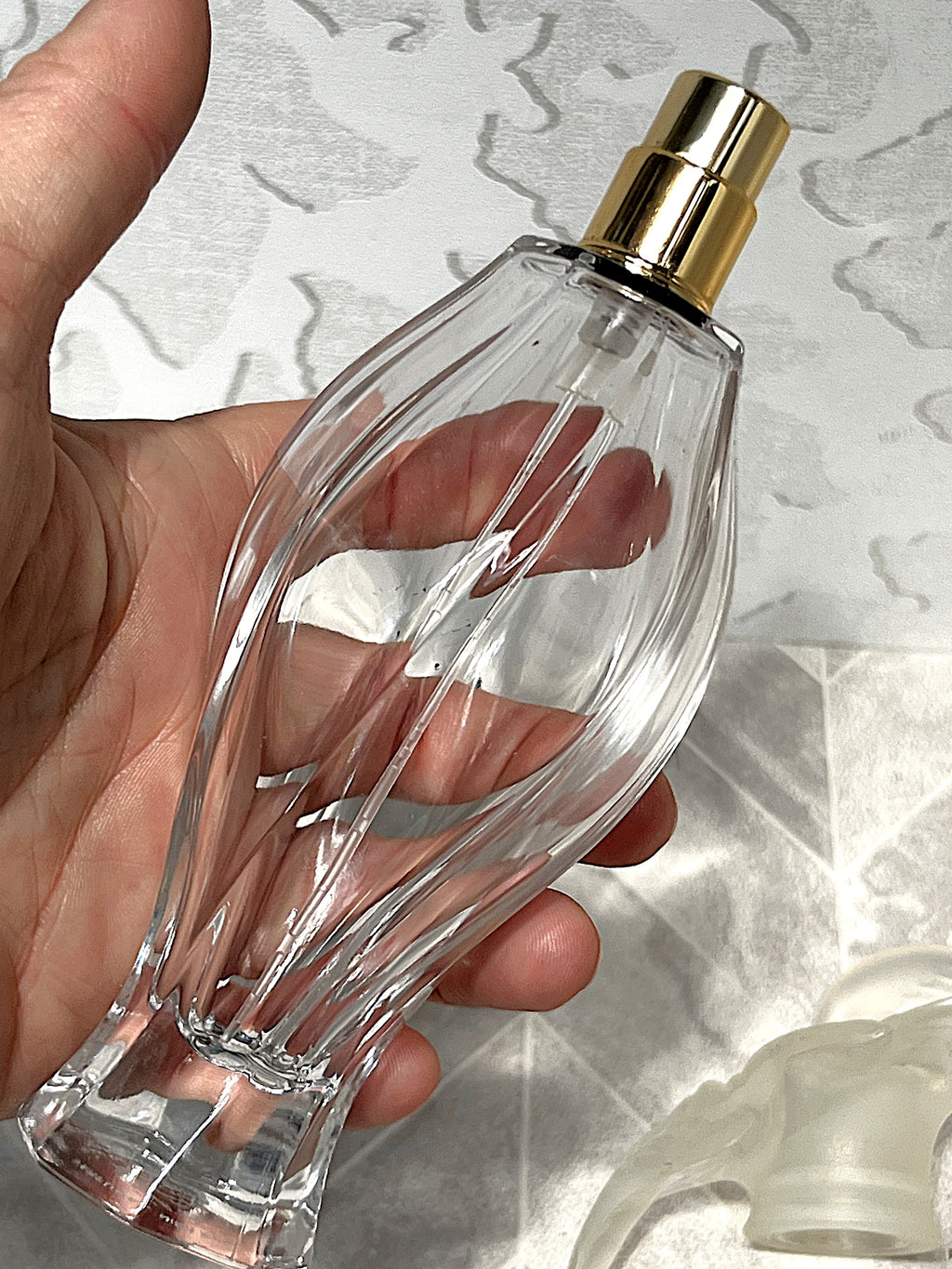 Perfume Bottle: Nina Ricci "L'Air du Temps" Vanity Bottle with Twin Doves Topper