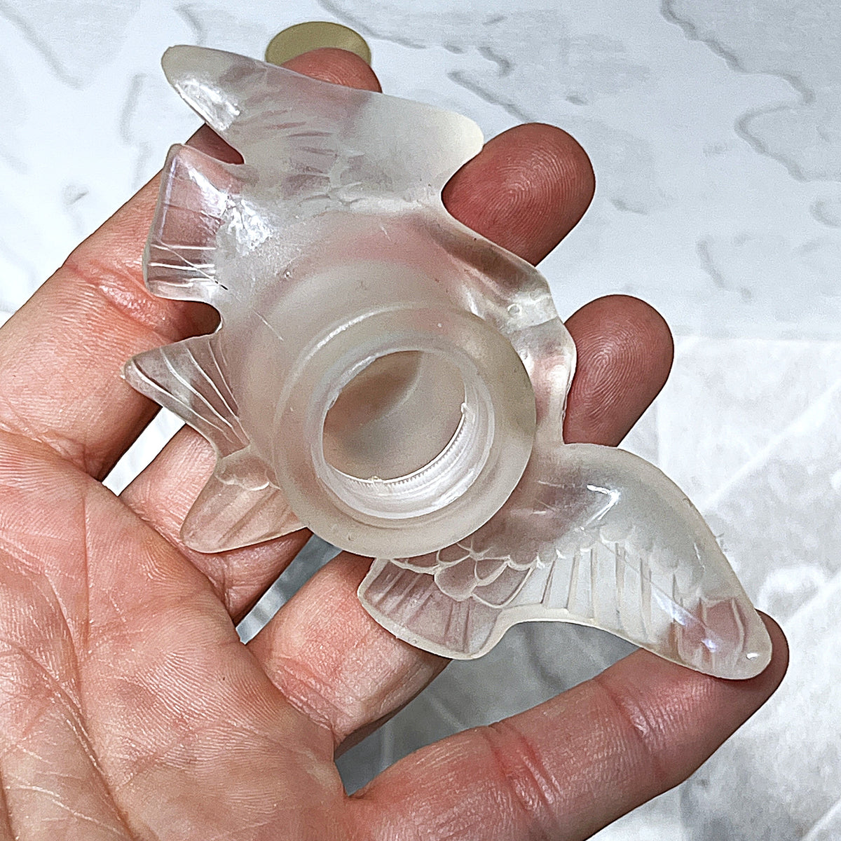 Perfume Bottle: Nina Ricci "L'Air du Temps" Vanity Bottle with Twin Doves Topper
