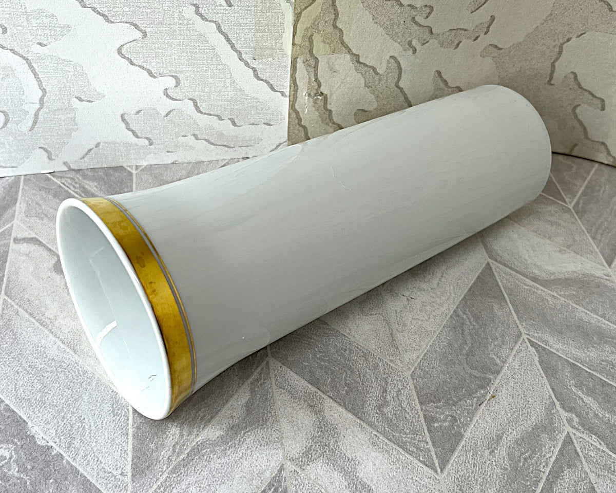 Vases: Hutschenreuther Selb Germany Gold Leaf Cylinder Vase