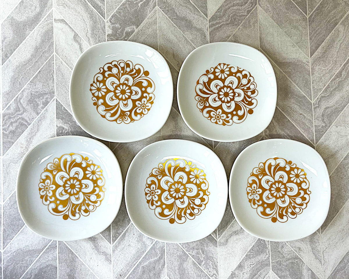 Decorative Plates: Kaiser West Germany "Etruria" Gilded Porcelain Dishes, 5