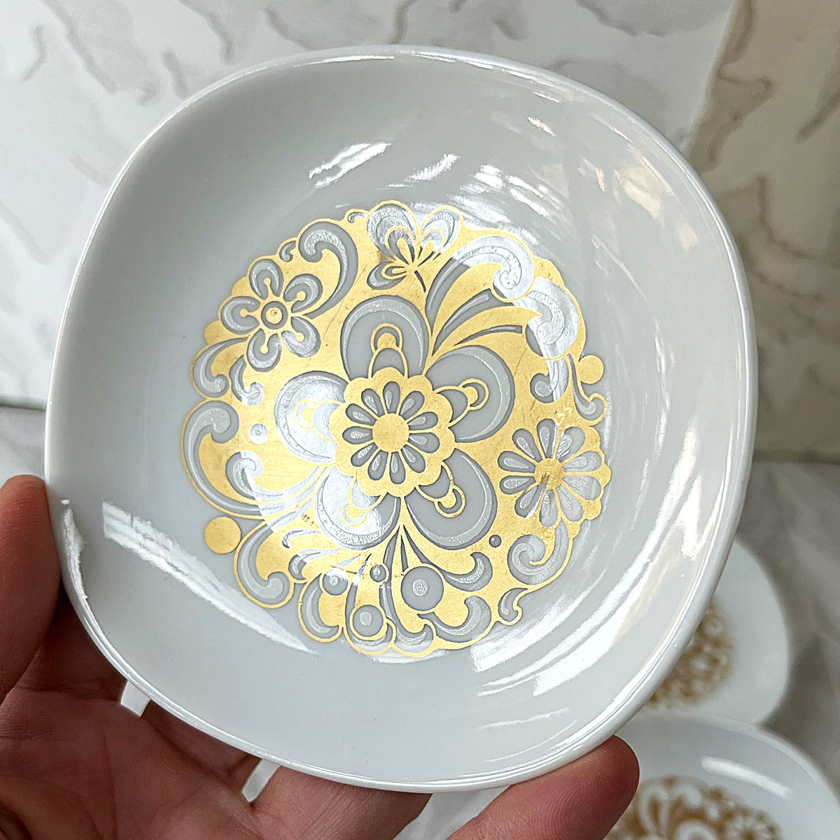 Decorative Plates: Kaiser West Germany "Etruria" Gilded Porcelain Dishes, 5