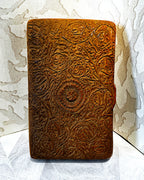 Carved Wood: Kashmiri Hand-Carved Walnut Wood Trinket Box Detailed Anglo-Indian Floral Relief