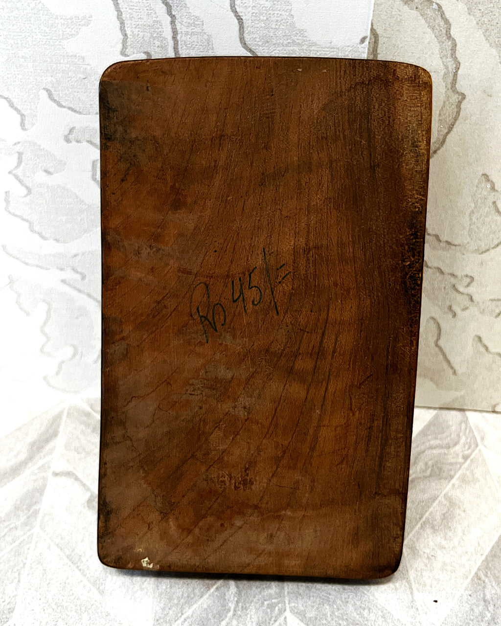 Carved Wood: Kashmiri Hand-Carved Walnut Wood Trinket Box Detailed Anglo-Indian Floral Relief