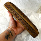 Carved Wood: Kashmiri Hand-Carved Walnut Wood Trinket Box Detailed Anglo-Indian Floral Relief