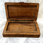 Carved Wood: Kashmiri Hand-Carved Walnut Wood Trinket Box Detailed Anglo-Indian Floral Relief