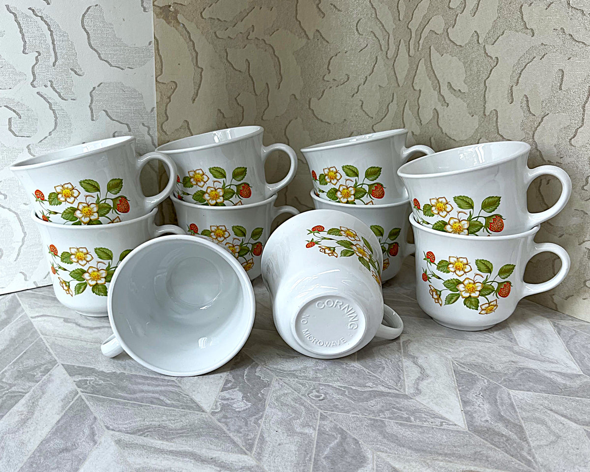Coffee Cups: Corning "Wildflower" Strawberry Cups, 10