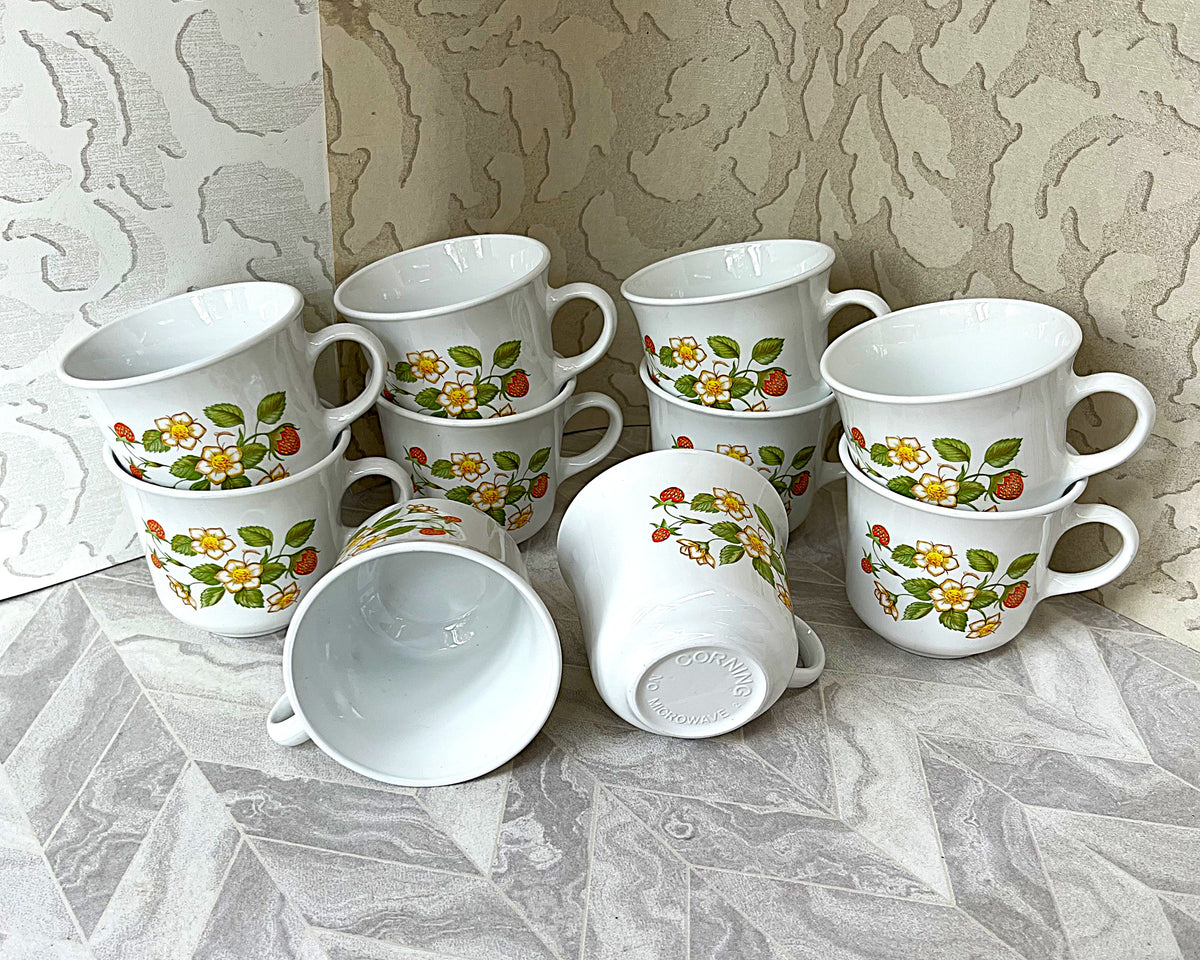 Coffee Cups: Corning "Wildflower" Strawberry Cups, 10