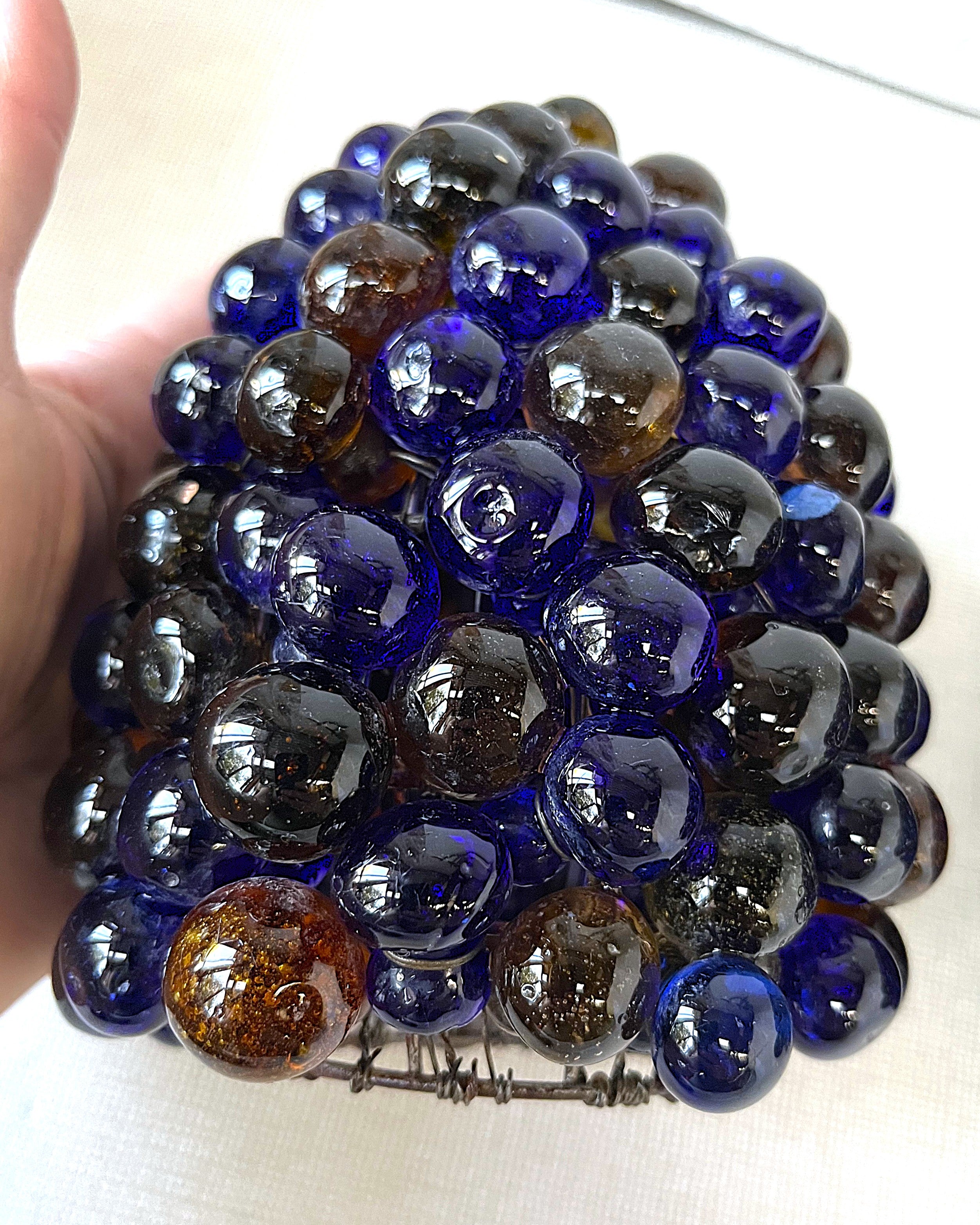 Lights: Italian Cesare Toso Murano Amber & Cobalt Blue Glass Grape Wall Sconces