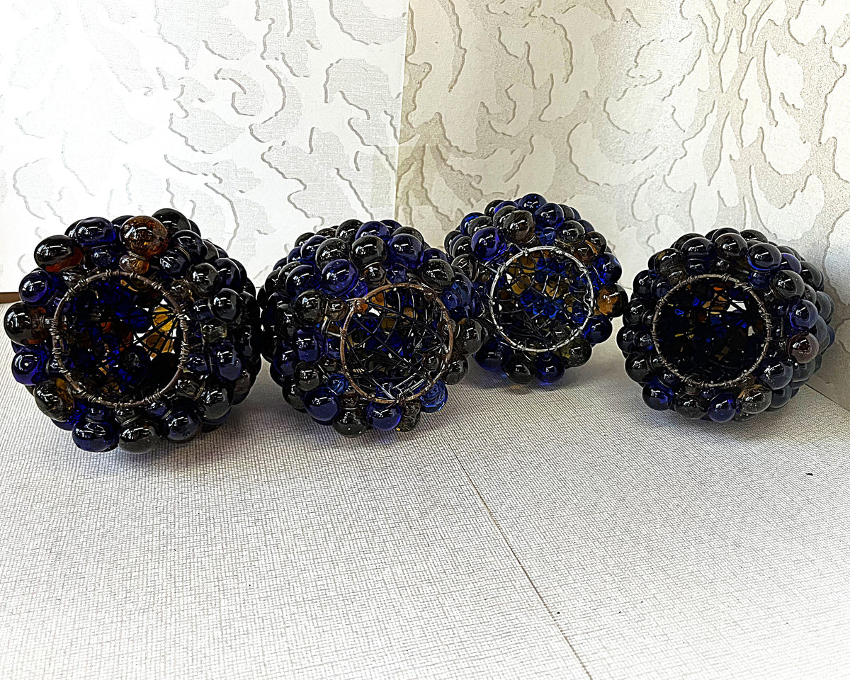 Lights: Italian Cesare Toso Murano Amber & Cobalt Blue Glass Grape Wall Sconces