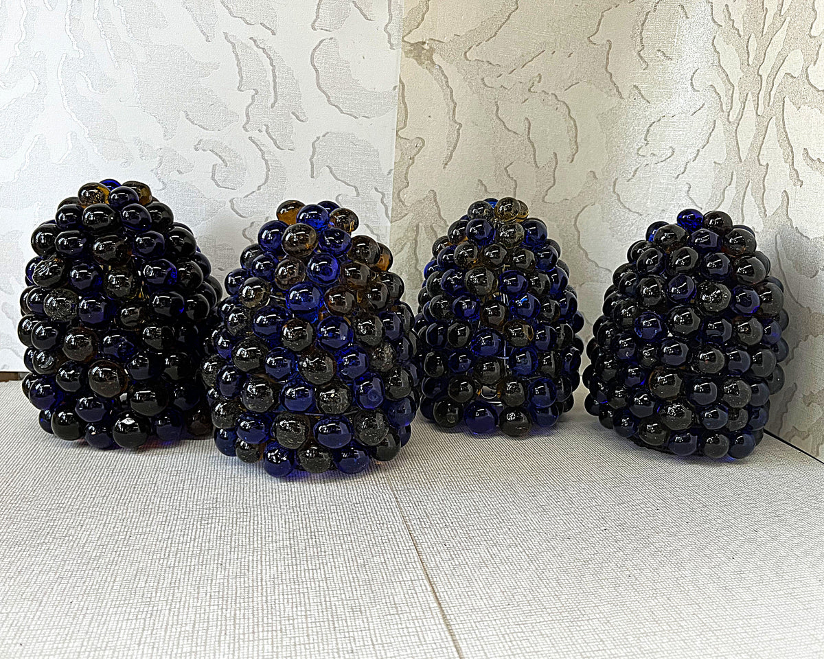 Lights: Italian Cesare Toso Murano Amber & Cobalt Blue Glass Grape Wall Sconces