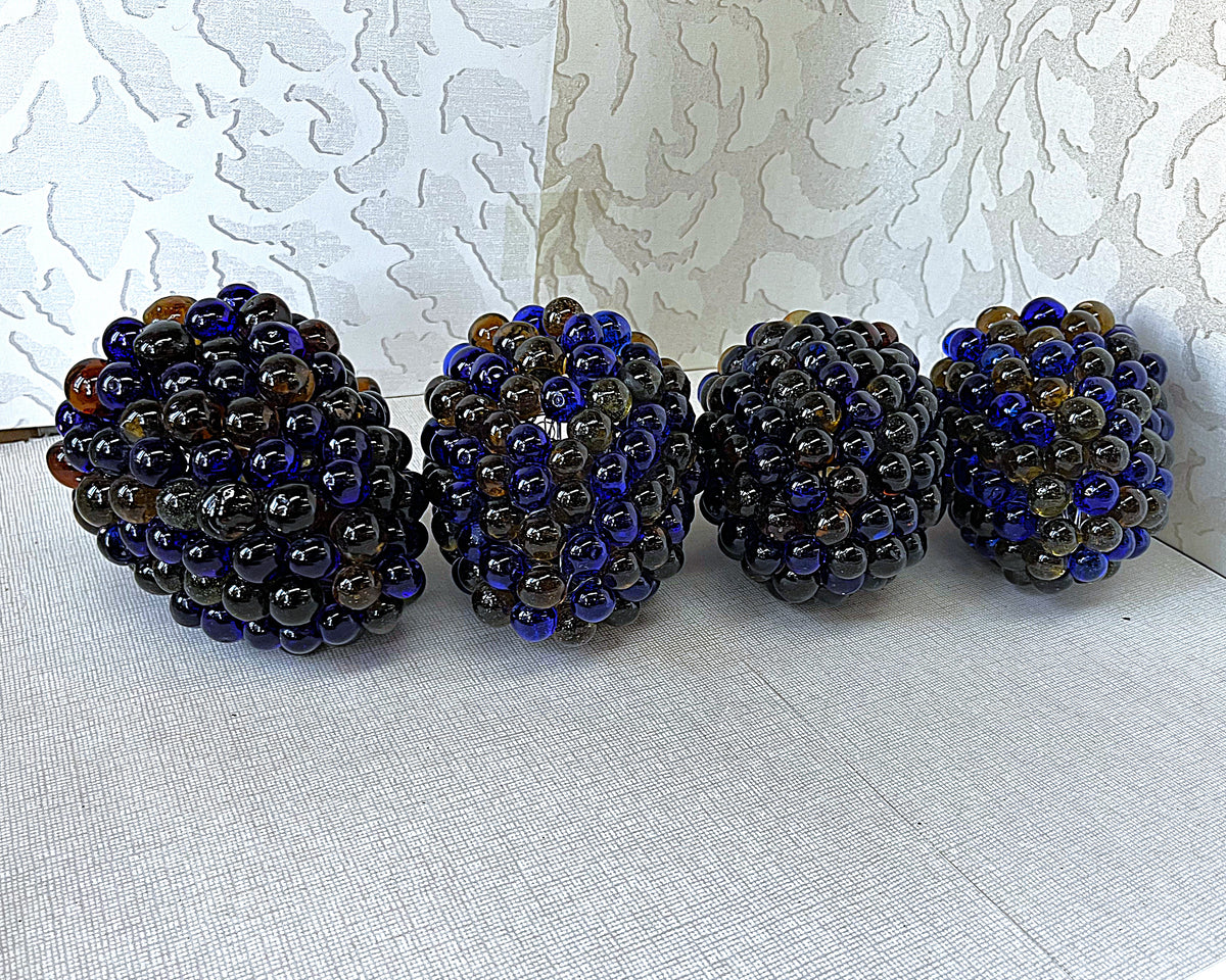 Lights: Italian Cesare Toso Murano Amber & Cobalt Blue Glass Grape Wall Sconces