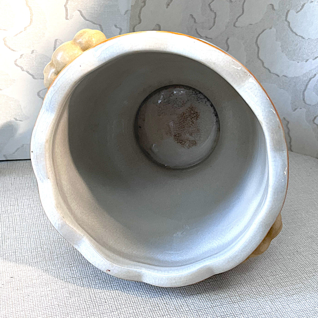 Oriental Art: Palm Tree & Butterfly Ginger Jar & Cachepot Planter Pair