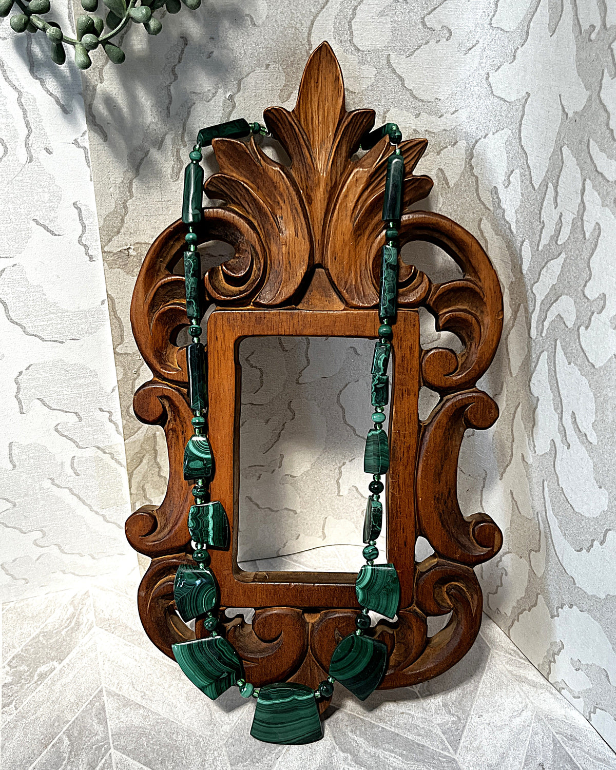 Jewellery: African Malachite Graduated Panel Statement Necklace, Minor Side Flaw