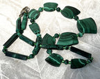 Jewellery: African Malachite Graduated Panel Statement Necklace, Minor Side Flaw